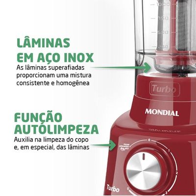 Liquidificador Mondial Turbo L-900 Vermelho 127V 110V