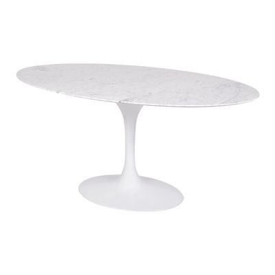Mesa Saarinen Oval Carrara 180x100cm - Base Branca