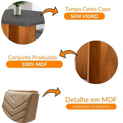 Conjunto Mesa Olímpia 90cm Tampo Em Mdf 4cad Liz Moderna Turim / Grafite / Imbuia