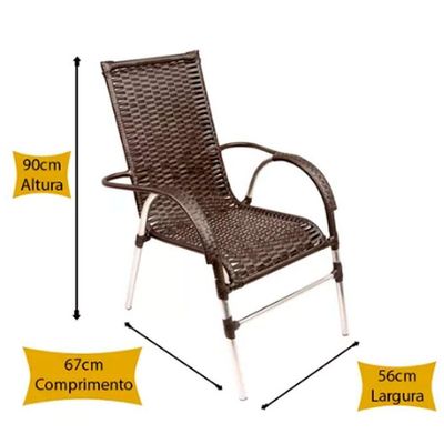 Kit 6 Cadeiras E Mesa Vênus Churrasco Trama Pedra Ferro