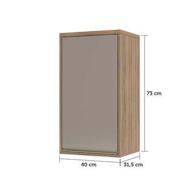 Armário Aéreo 40cm 1 Porta 1 Prateleira Mel Vanilla C/Graf