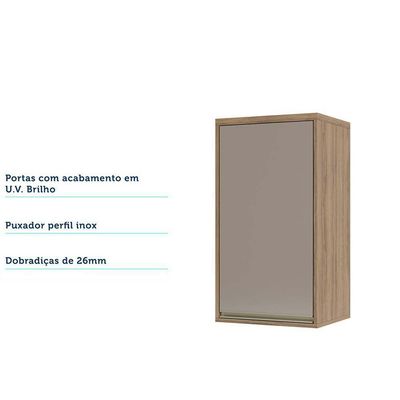 Armário Aéreo 40cm 1 Porta 1 Prateleira Mel Vanilla C/Graf