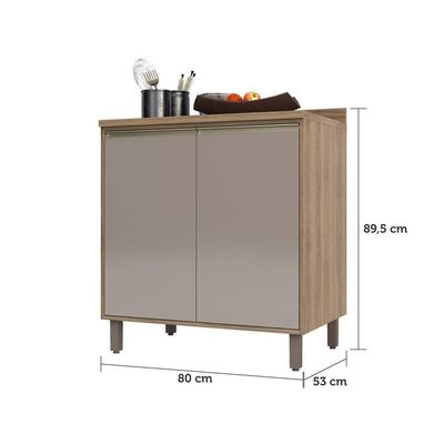 Balcão e Tampo 80 Cm De Abrir 1 Prateleira Mel Vanill e Gra
