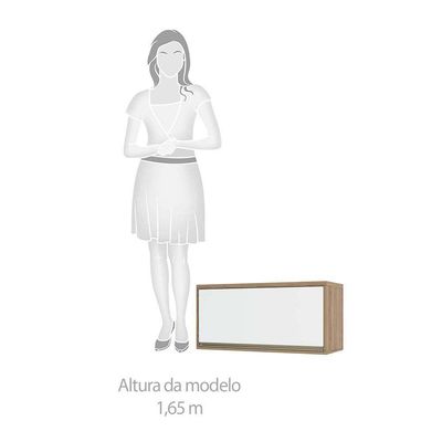 Armário Aéreo 80cm 1 Porta Basculante Mel Vanilla C/Branco