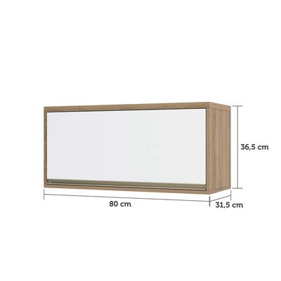 Armário Aéreo 80cm 1 Porta Basculante Mel Vanilla C/Branco