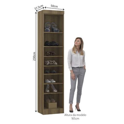 Guarda Roupa Sapateira Modulada 50cm 1 Porta Paris Luciane Móveis Avelã Pf Com Cinammon Pf