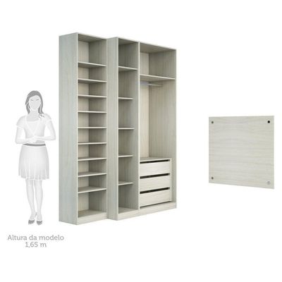 Guarda Roupa Closet Sem Portas 4 Peças, 3 Gavetas, Sapateira