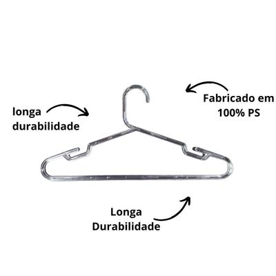 Kit Com 25un. Cabide Adulto Cavado Tradicional Ps Cristal