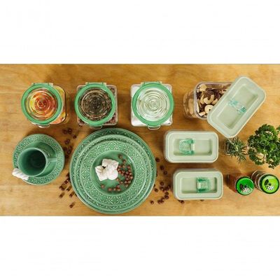Kit 8 Canecas Verde Mendi Sálvia Oxford Cerâmica 360ml