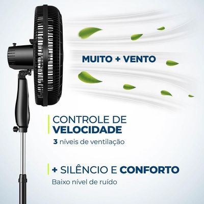 Ventilador De Coluna Turbo Mondial 40cm Vtx-40c-8p-cr Vent 40cm-220v-preto/prata