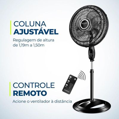 Ventilador De Coluna Turbo Mondial 40cm Vtx-40c-8p-cr Vent 40cm-220v-preto/prata