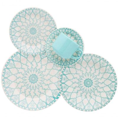 Kit 8 Pratos De Sobremesa Donna Mandala Oxford Cerâmica 19cm