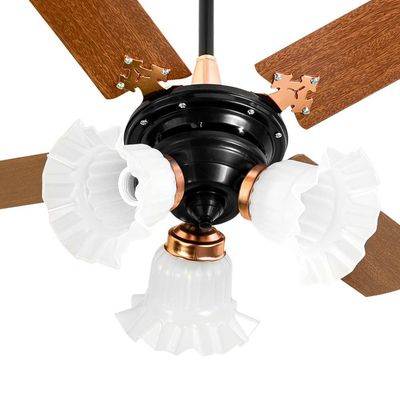 Ventilador De Teto Venti-delta New Zeta 4 Pás Mogno Preto/cobre 220v