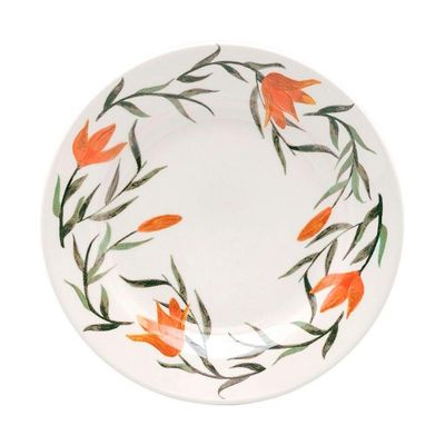 Kit 8 Pratos De Sobremesa Biona Lírios Oxford Cerâmica 18cm