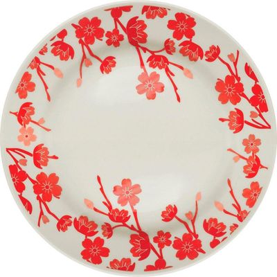 Kit 8 Pratos Rasos Donna Jardim Oriental Oxford Cerâmica 24cm