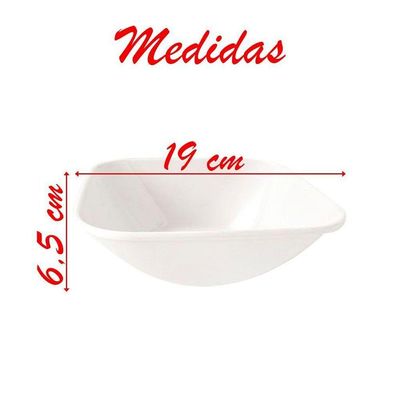Kit 04 Tigelas Melamina Quadrada Branca 1,150ml