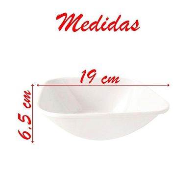 Kit 04 Tigelas Melamina Quadrada Branca 1,150ml