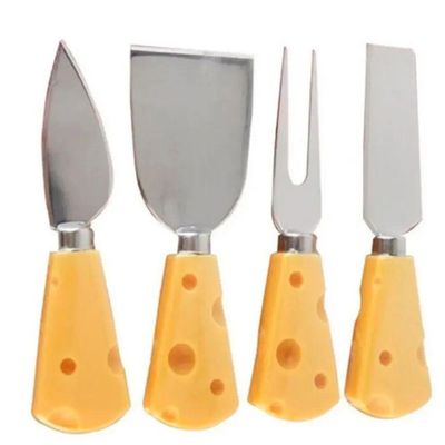 Kit 4 Utensílios Jogo Frios Queijo Faca Espátula Garfo