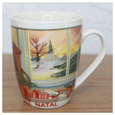 Caneca De Natal Natalina Papai Noel Em Cerâmica 350ml