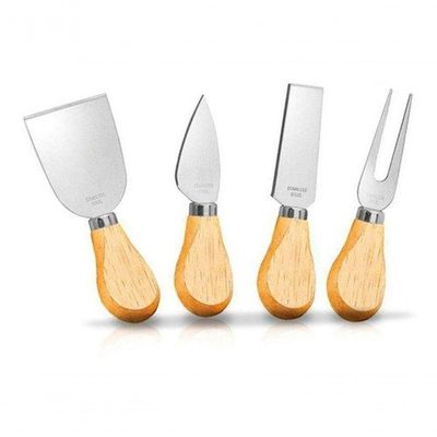 Kit 4 Utensílios Jogo Frios Queijo Faca Espátula Garfo