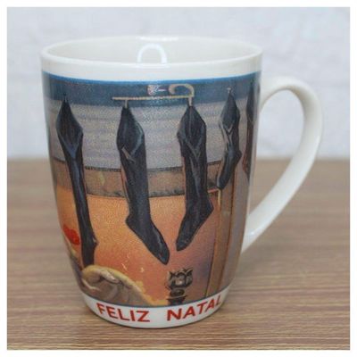 Caneca De Natal Papai Noel Feliz Natal Cerâmica 350ml