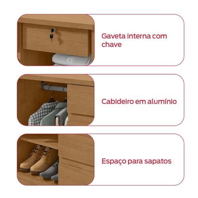 Cômoda Vedra 7 Gavetas 2 Portas Amêndoa Clean
