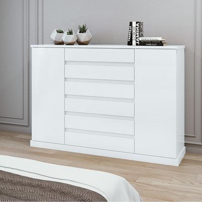 Cômoda Vedra 7 Gavetas 2 Portas Branco
