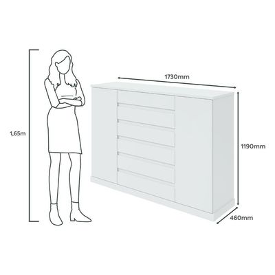 Cômoda Vedra 7 Gavetas 2 Portas Branco
