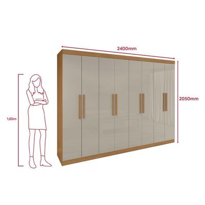 Guarda-roupa Casal Easy Slim 8 Portas Amendoa Clean/off White Lopas