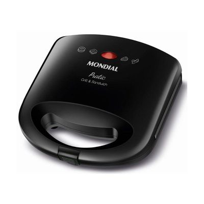Sanduicheira Grill Sn01 Pratic 2 Em 1 750w De Potência Mondial Preto 220v 220V