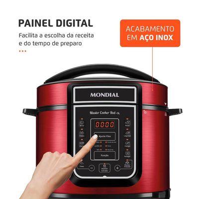 Panela Pressão Elétrica Mondial Master Vermelho/Inox 127V