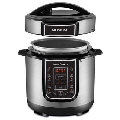 Panela De Pressão Elétrica Mondial Digital Master Cooker Pe-40 Panela Elétrica Pressão-127v-preto/inox 110V