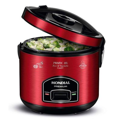 Panela Elétrica Mondial Pratic 10i Pe-46-10x Panela Elétrica De Arroz-127v-vermelho/inox