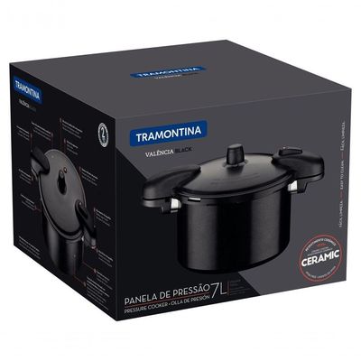 Panela De Pressão Valência Black Em Alumínio Cerâmico