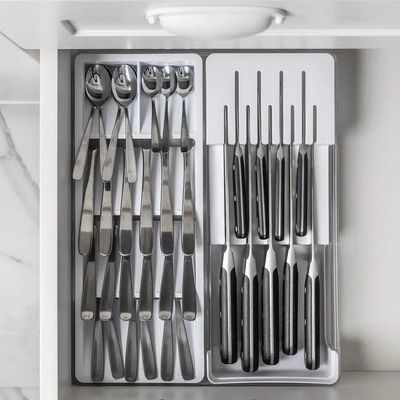 Organizador Facas Talheres Clear 37,5 X 30 X 5,6 Cm Branco