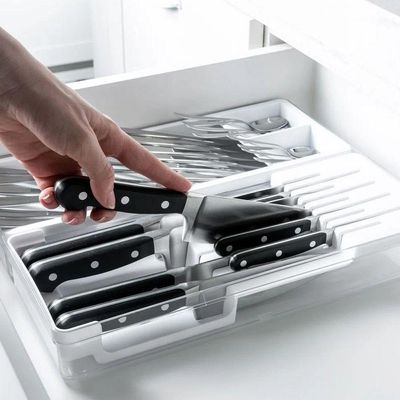 Organizador Facas Talheres Clear 37,5 X 30 X 5,6 Cm Branco