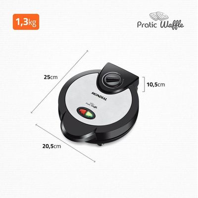 Máquina De Waffle Mondial Pratic Waffle Gw-01 Grill Waffle-127v-preto/inox
