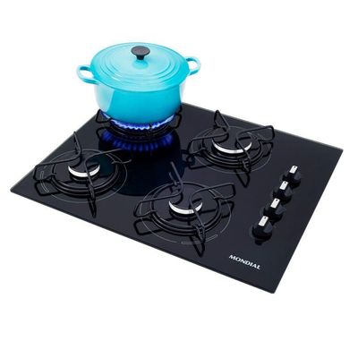 Cooktop A Gás 4 Bocas Mondial Ctg-01 Biv Preto/inox Bivolt