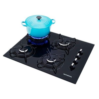 Cooktop A Gás 4 Bocas Mondial Ctg-01 Biv Preto/inox Bivolt