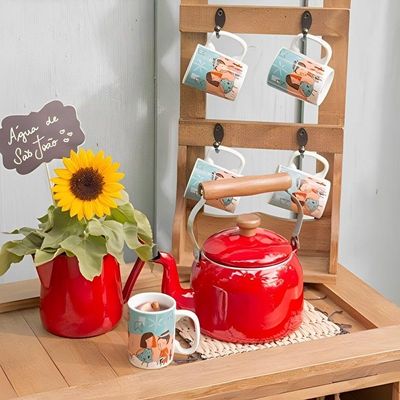 Caneca Com Bico Esmaltada Vermelho 1 L Ewel
