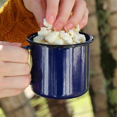Caneca Grande Esmaltada Azul 370 Ml Ewel
