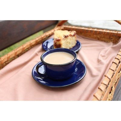 Caneca Grande Esmaltada Azul 370 Ml Ewel
