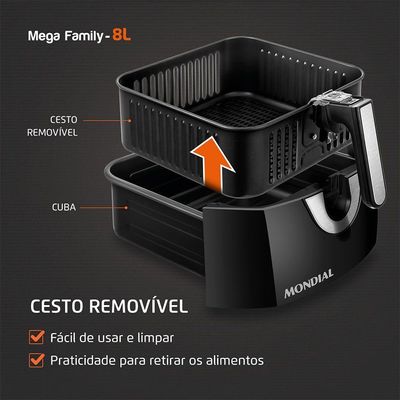 Fritadeira Sem Óleo Air Fryer 8L Afn-80-Bi Mondial 127V 110V