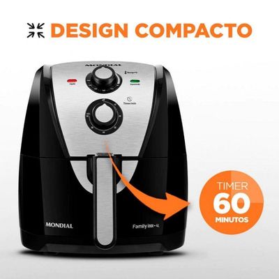 Fritadeira Elétrica Mondial Air Fryer 4 Litros Afn-40 Preto/inox 110v