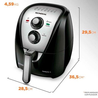 Fritadeira Elétrica Mondial Air Fryer 4 Litros Afn-40 Preto/inox 220v