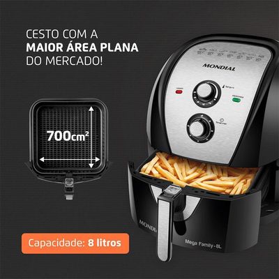 Fritadeira Elétrica Air Fryer 8 Litros Afn-80-bi Mondial Preto/inox 110v
