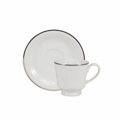 Conjunto De Xícara De Café Com Pires 06 Peças Prata