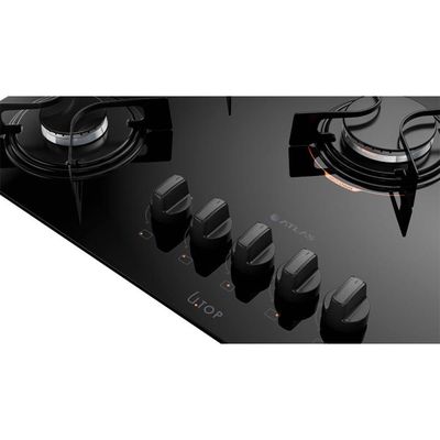 Cooktop 5B Preto Com Mesa De Vidro Atlas U Top Preto Bivolt