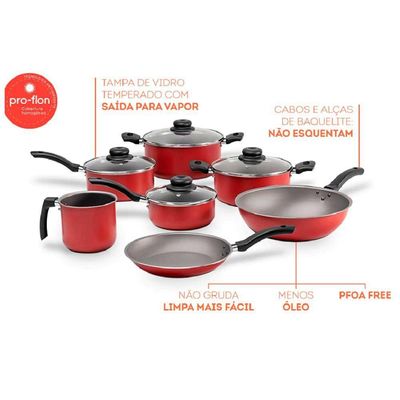 Conjunto De Panelas 7 Peças Ruby Brinox Vermelho