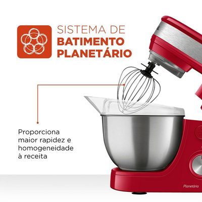 Batedeira Planetária Premium Bp-02p-r-ti 127v-vermelho/inox